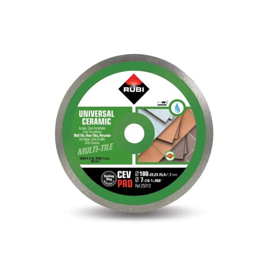 Rubi 25912 CEV-180-PRO 7 In. Continuous Diamond Saw Blade Rubi 25912 CEV-180-PRO 7 In. Continuous Diamond Saw Blade