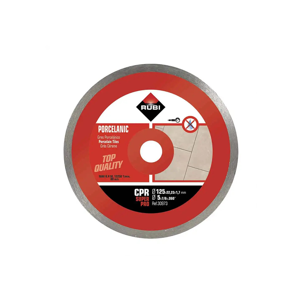 Rubi 30973 CPR-125-SUPERPRO 5 In. Continuous Porcelain Tiles Diamond Saw Blade